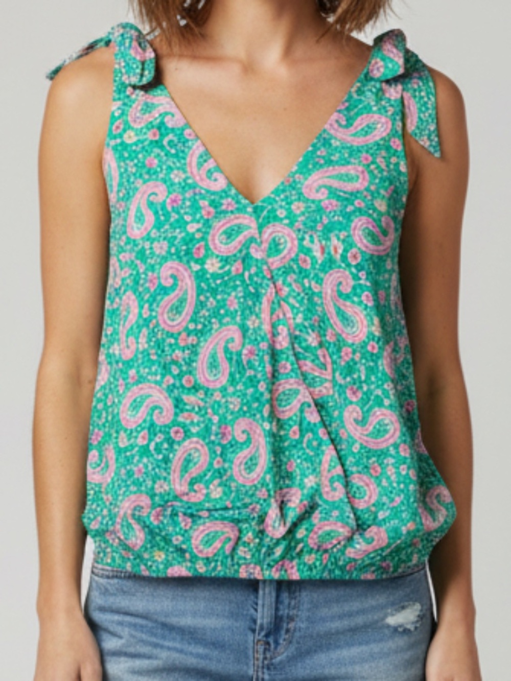 Emily Wonder Paisley, Tie Strap Tank - NWOT.